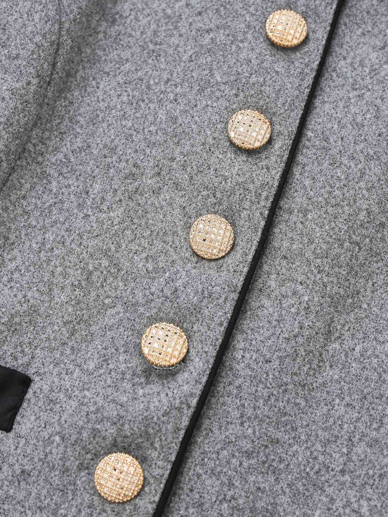 Giacca con bottoni in finta lana collo alto grigia anni '40