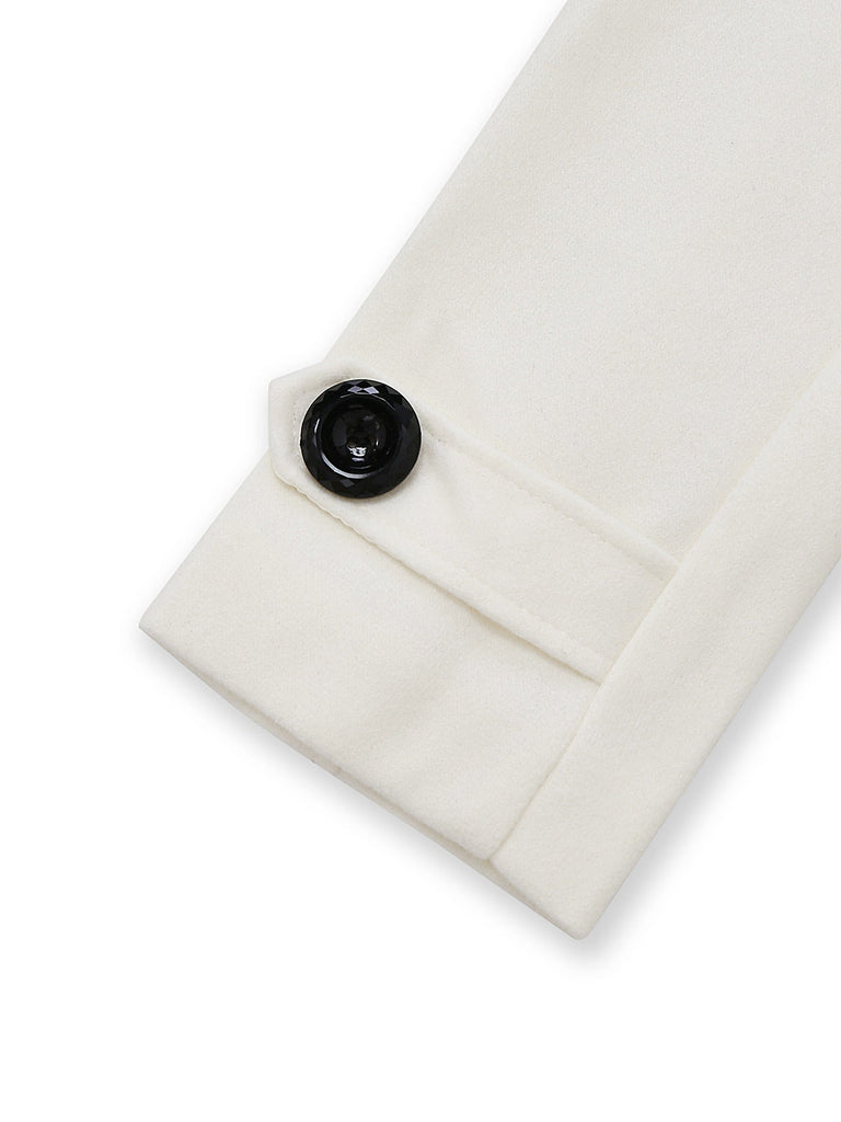 Cappotto con bottoni in pelliccia sintetica rimovibile anni '40