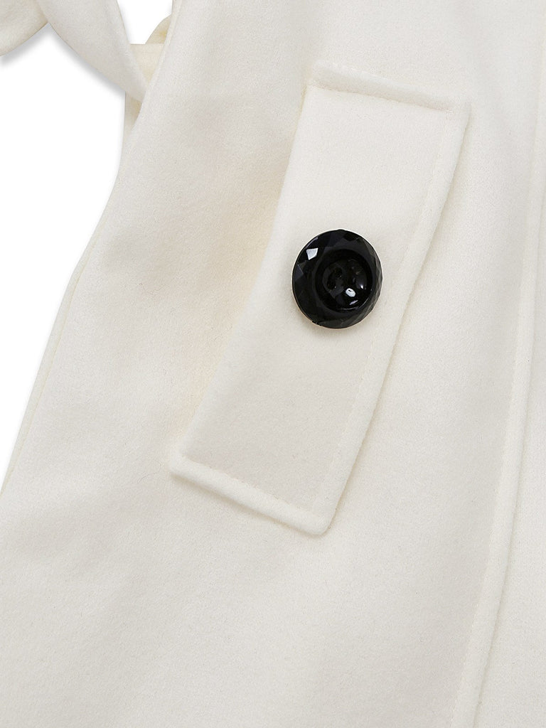 Cappotto con bottoni in pelliccia sintetica rimovibile anni '40