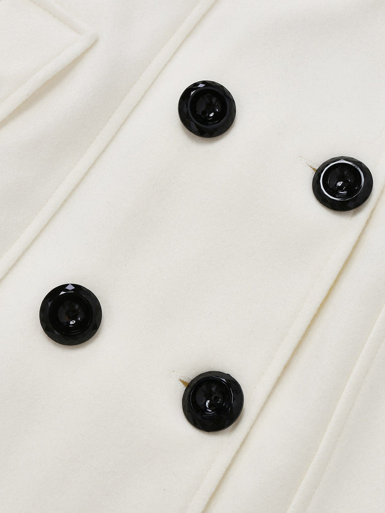 Cappotto con bottoni in pelliccia sintetica rimovibile anni '40