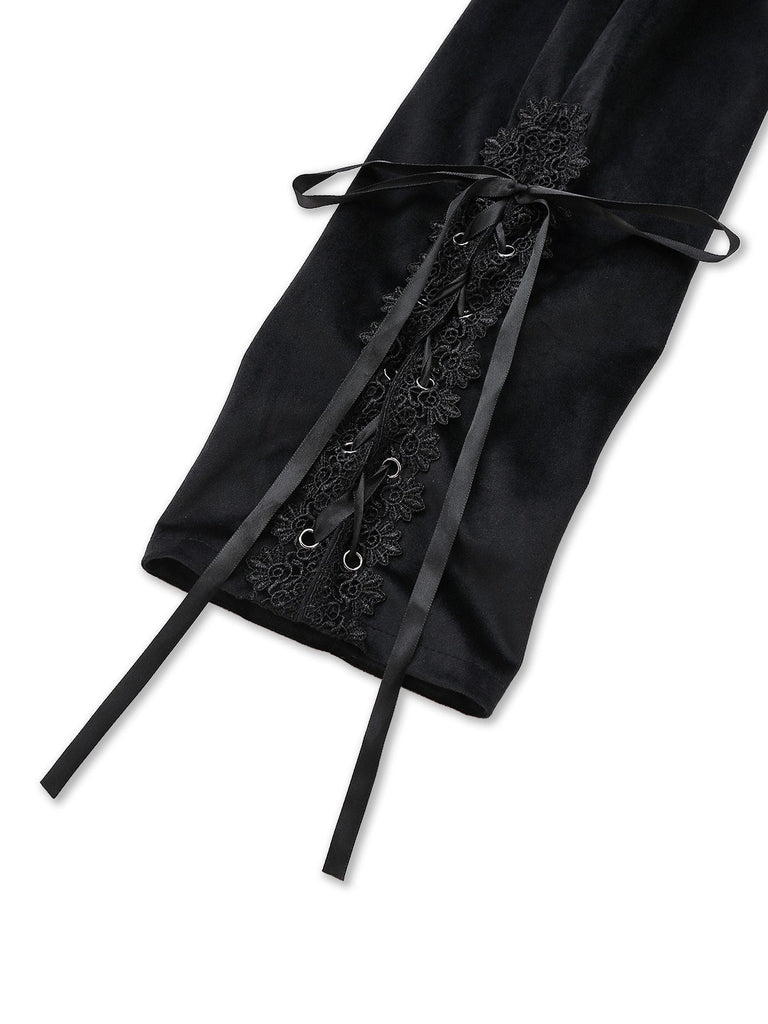 Giacca in stile vittoriano con ricami floreali nero anni '50