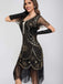Abito flapper con frange di paillettes e scollo a barchetta anni '20
