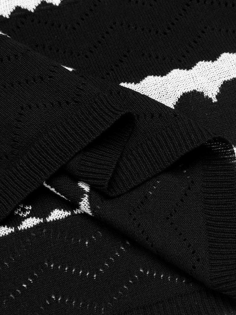 Abito in maglia a cuore a contrasto nero anni '60