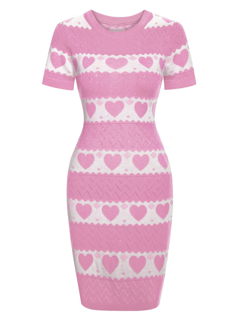 Abito in maglia a cuore a contrasto nero anni '60