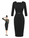 Black 1960s Solid Boat Neck Wrap Dress