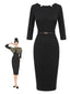 Black 1960s Solid Boat Neck Wrap Dress