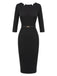 Black 1960s Solid Boat Neck Wrap Dress