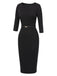 Black 1960s Solid Boat Neck Wrap Dress
