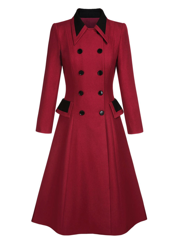 Cappotto doppiopetto con revers rosso anni '50