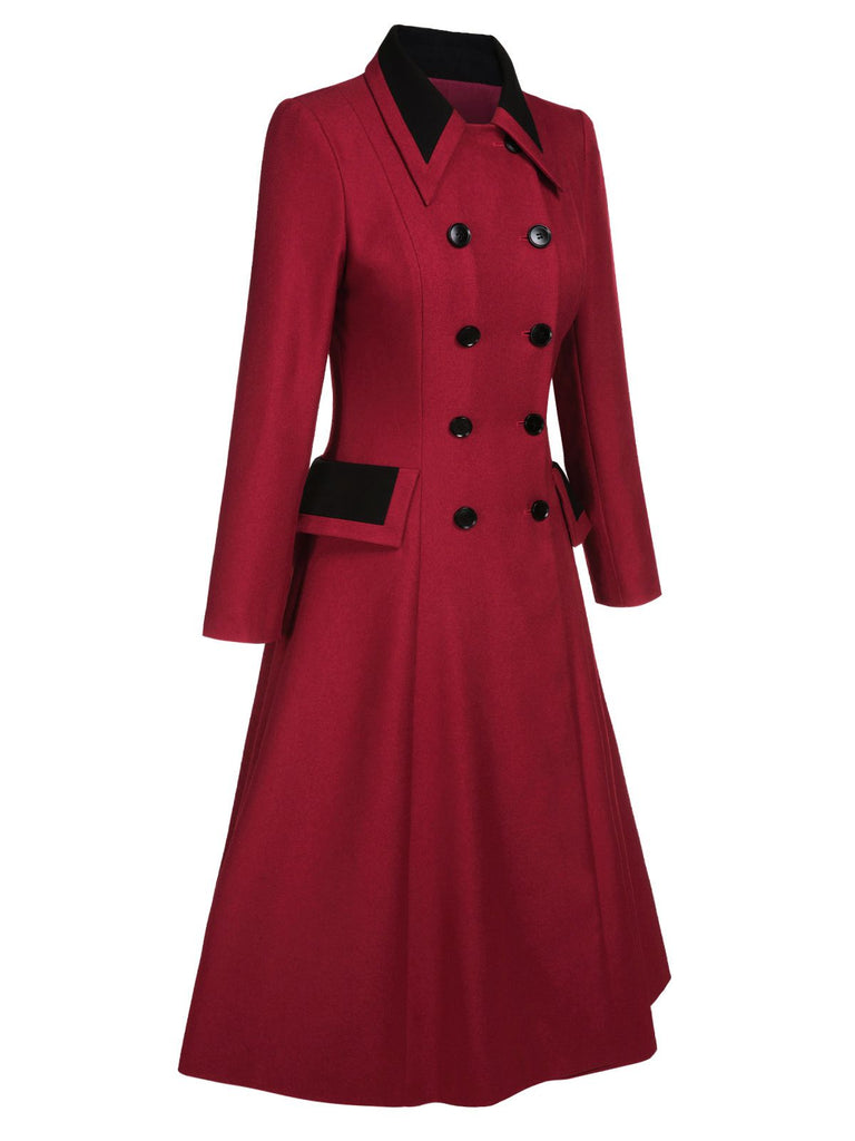 Cappotto doppiopetto con revers rosso anni '50