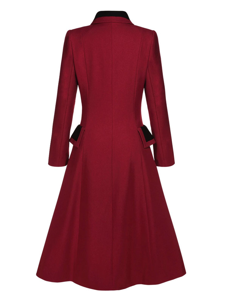 Cappotto doppiopetto con revers rosso anni '50