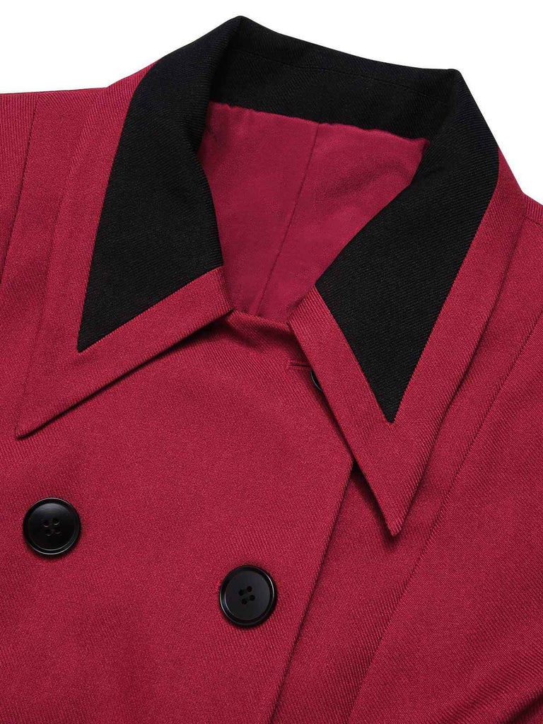Cappotto doppiopetto con revers rosso anni '50