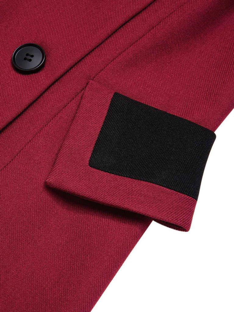 Cappotto doppiopetto con revers rosso anni '50