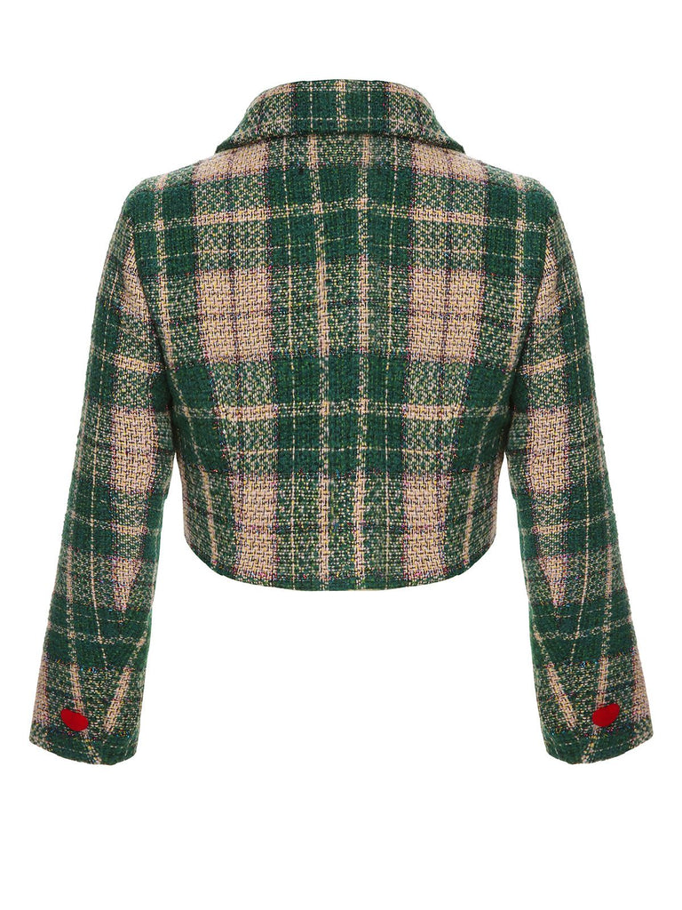 Giacca scozzese verde con risvolto anni '50
