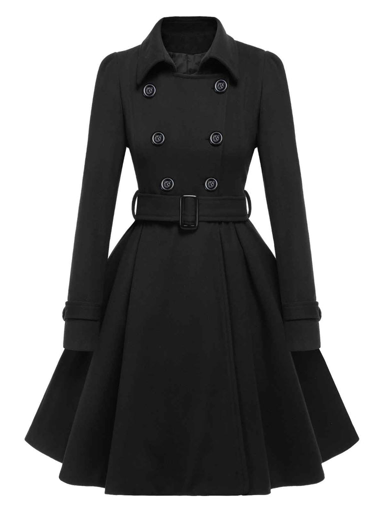 Cappotto aderente con revers in tinta unita anni '50