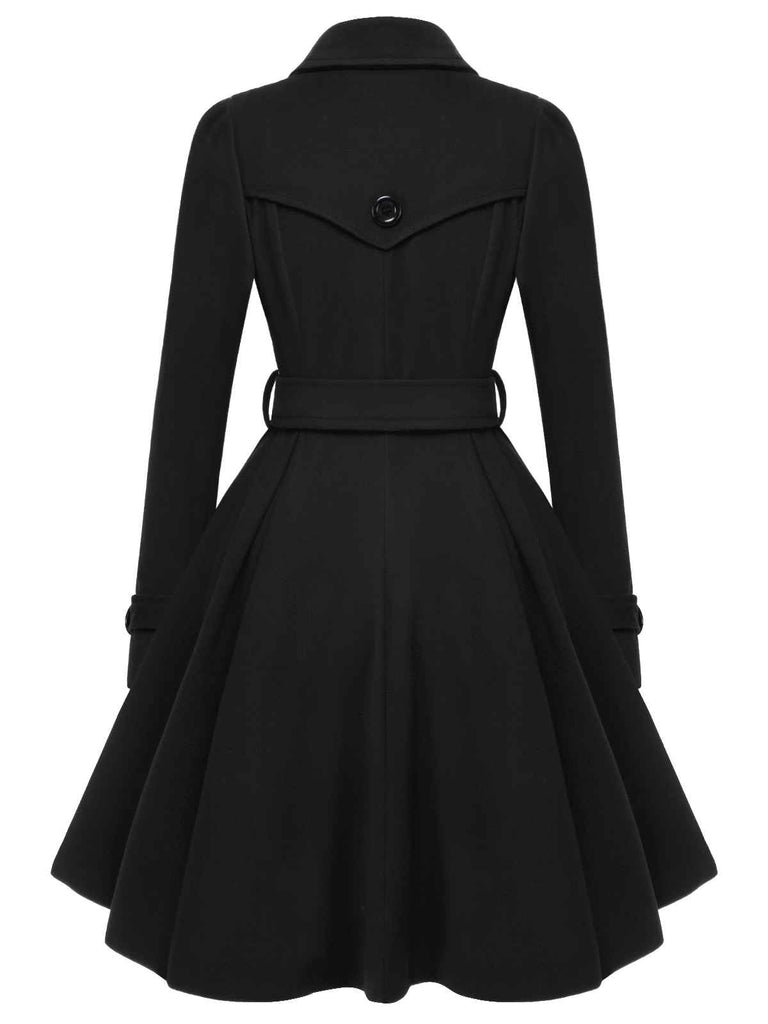 Cappotto aderente con revers in tinta unita anni '50