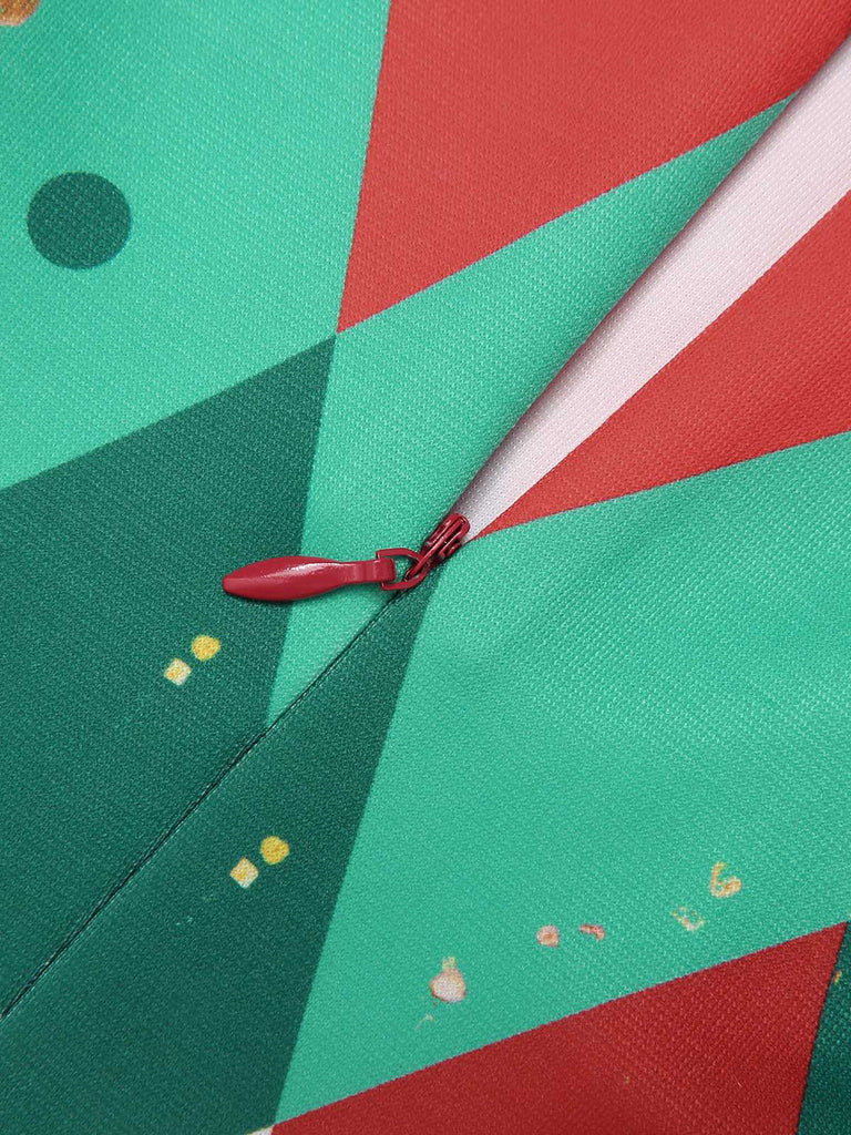 Abito a quadri patchwork natalizio verde anni '50