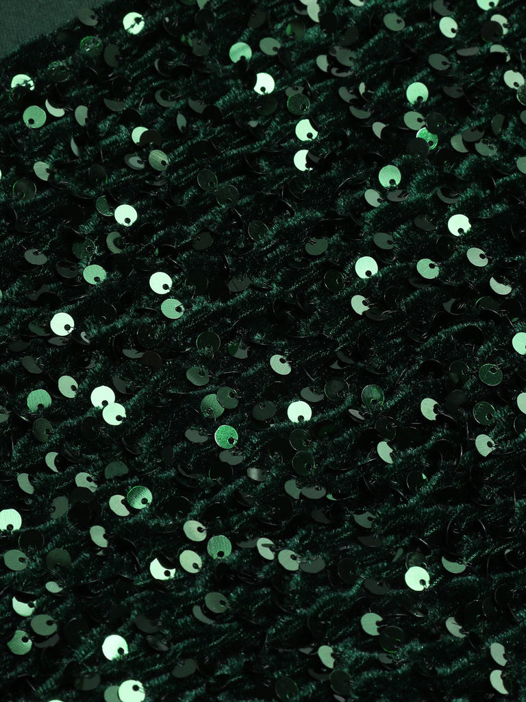 Abito glitterato con cintura e patchwork verde anni '60