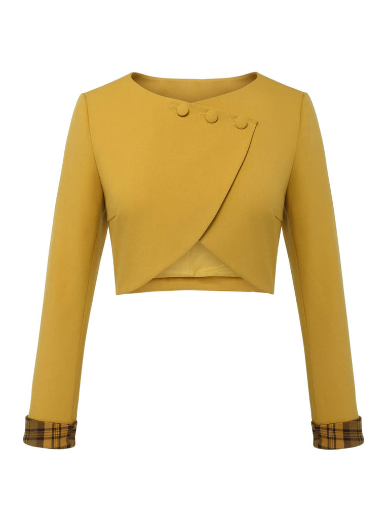 Cappotto corto con bottoni giallo anni '50
