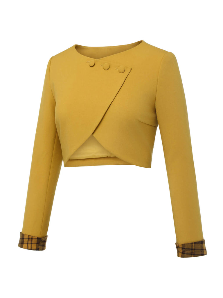 Cappotto corto con bottoni giallo anni '50