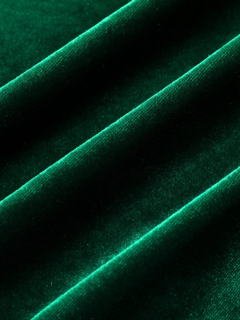 Abito da sirena in velluto e spalle scoperte verde anni '30