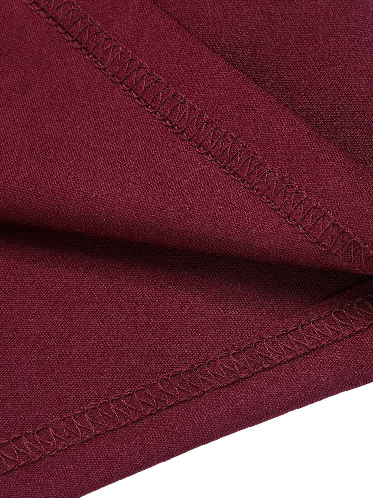 Abito a maniche lunghe con revers rosso violaceo anni '40