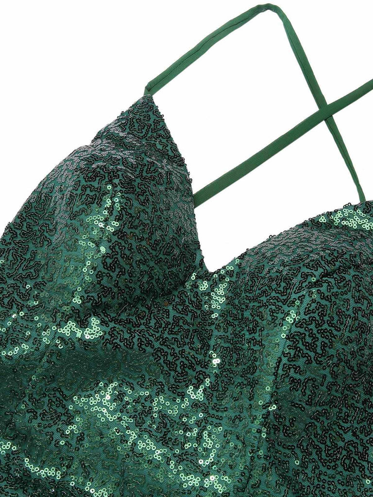 Abito paillettes scollo a V spacchi laterali anni '20