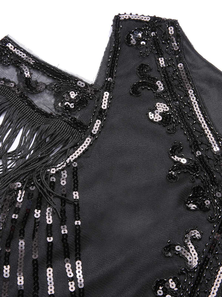 Abito con paillettes frange ricamate e 6 accessori anni '20