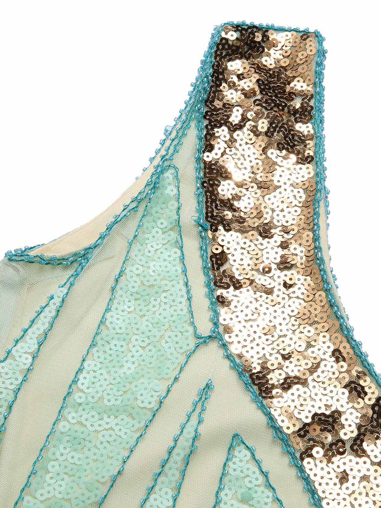 Abito scollo a V nappe in paillettes anni '20