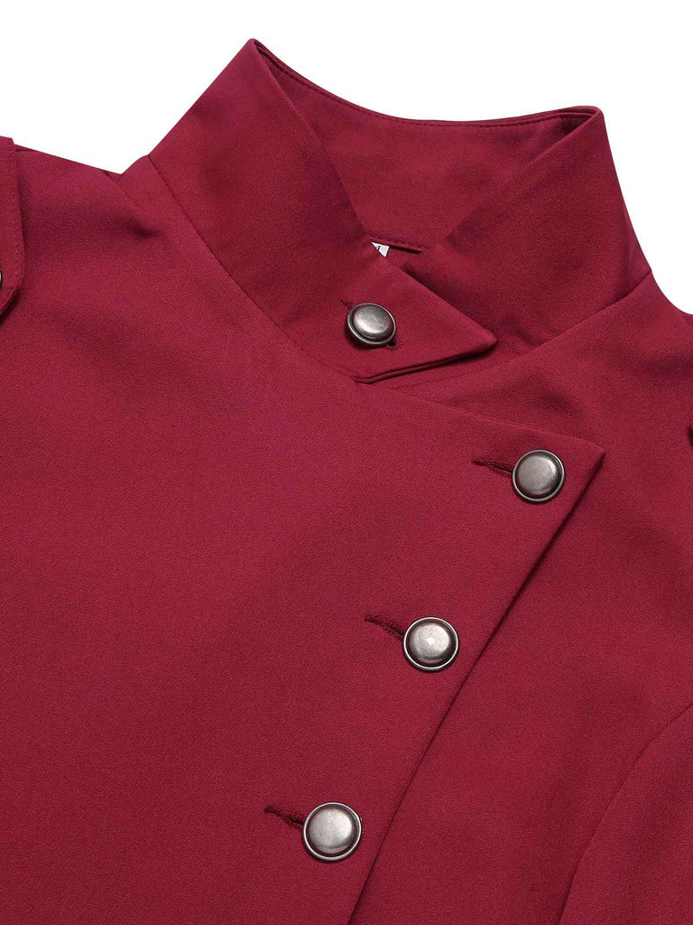 Cappotto con bottoni e collo alto in tinta unita anni '50