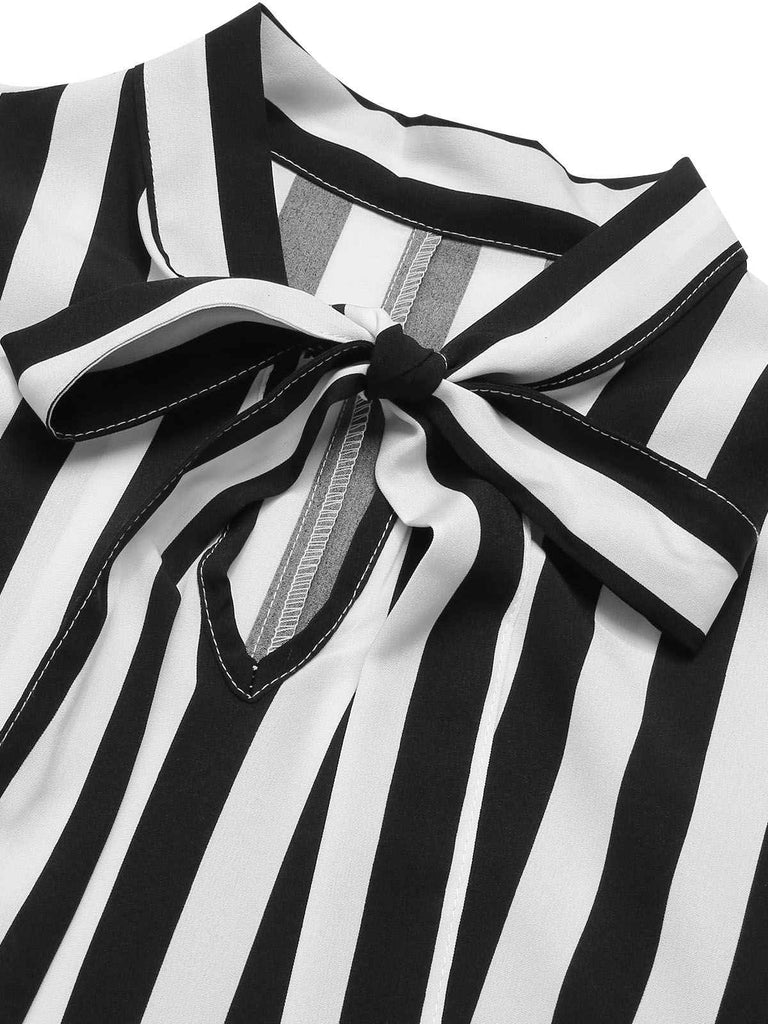 2PCS Camicetta colletto a righe e pantaloni bretelle nero anni '30