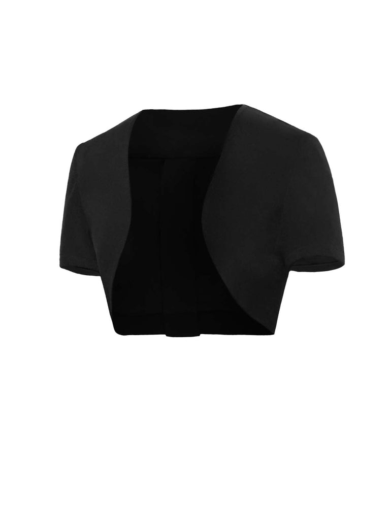 Giacca corta con fiocco tinta unita nero anni '50