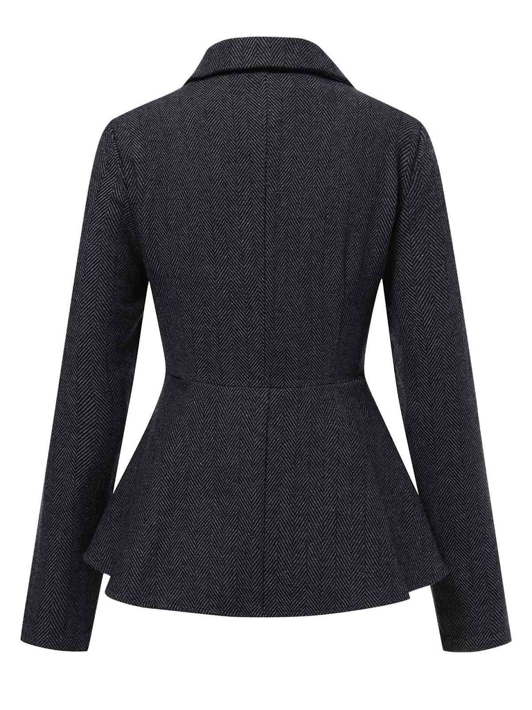 Giacca doppiopetto con revers a volant nero anni '50