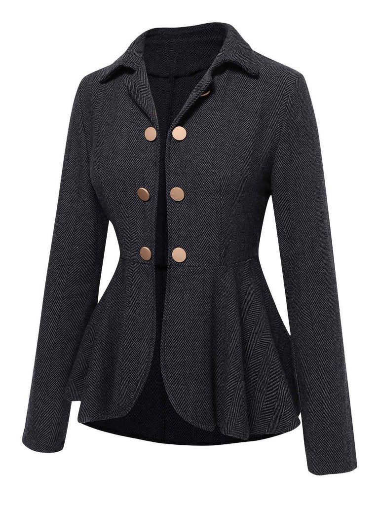 Giacca doppiopetto con revers a volant nero anni '50