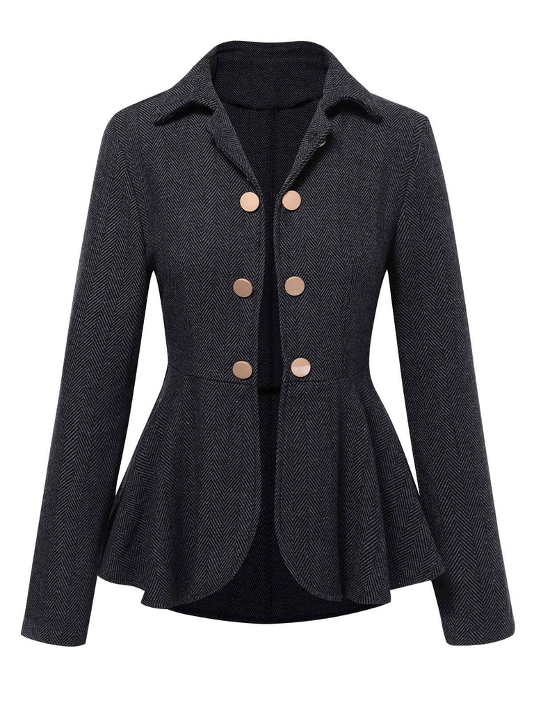 Giacca doppiopetto con revers a volant nero anni '50