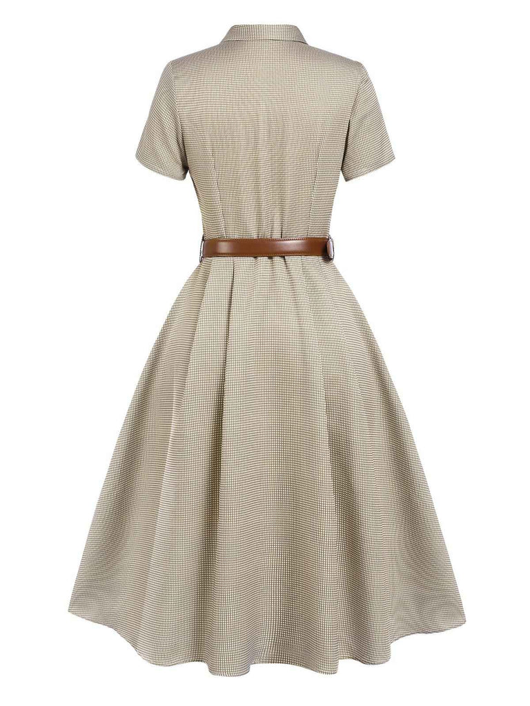 Abito piccolo plaid a quadri marrone anni '40