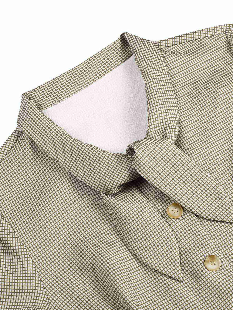 Abito piccolo plaid a quadri marrone anni '40