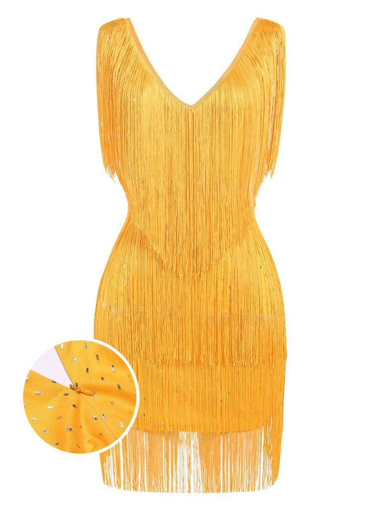 Abito senza maniche frange scollo a V anni '20