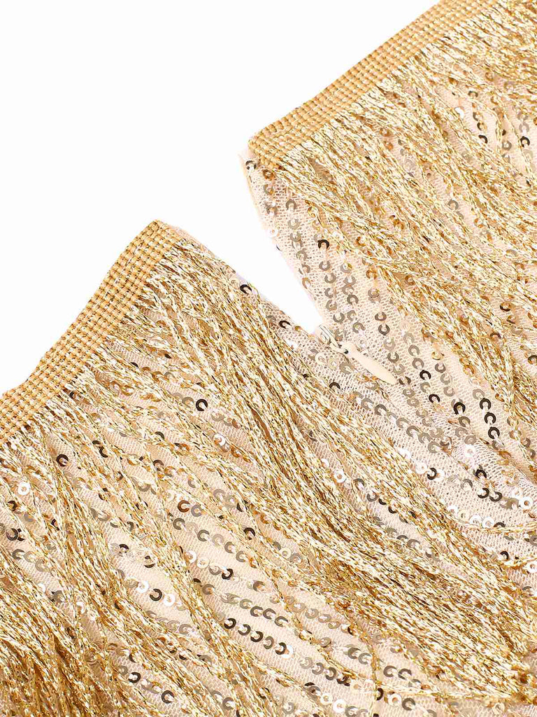 Abito colletto obliquo paillettes nappe oro anni '20