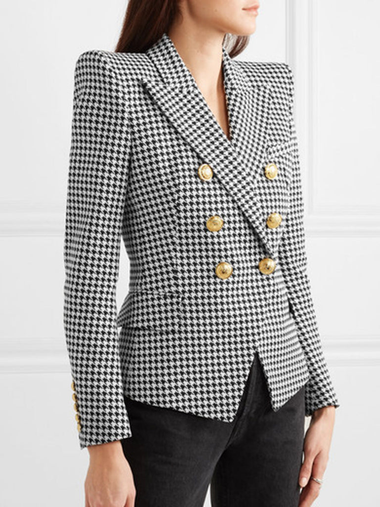 Blazer doppiopetto pied de poule bianco e nero anni '50