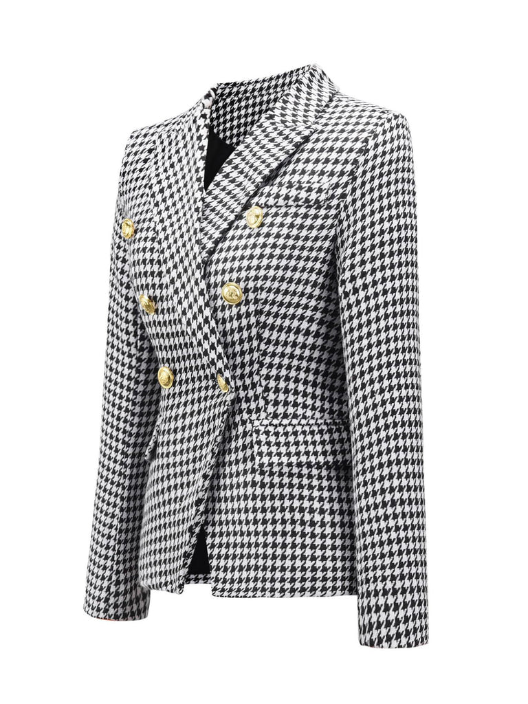Blazer doppiopetto pied de poule bianco e nero anni '50