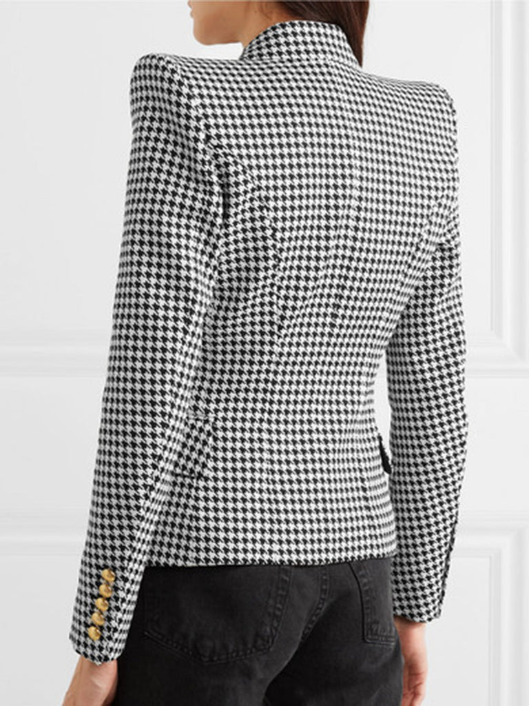 Blazer doppiopetto pied de poule bianco e nero anni '50