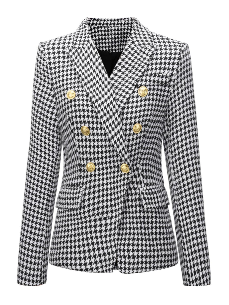 Blazer doppiopetto pied de poule bianco e nero anni '50