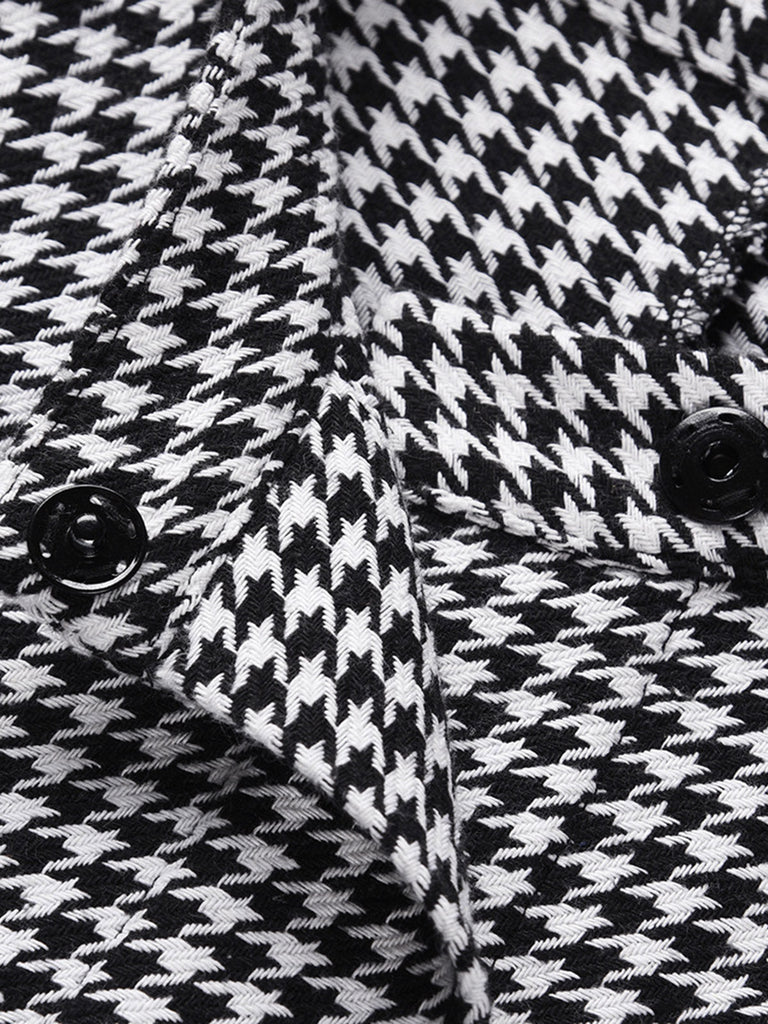 Cappotto motivo pied de poule con lacci nero anni '50