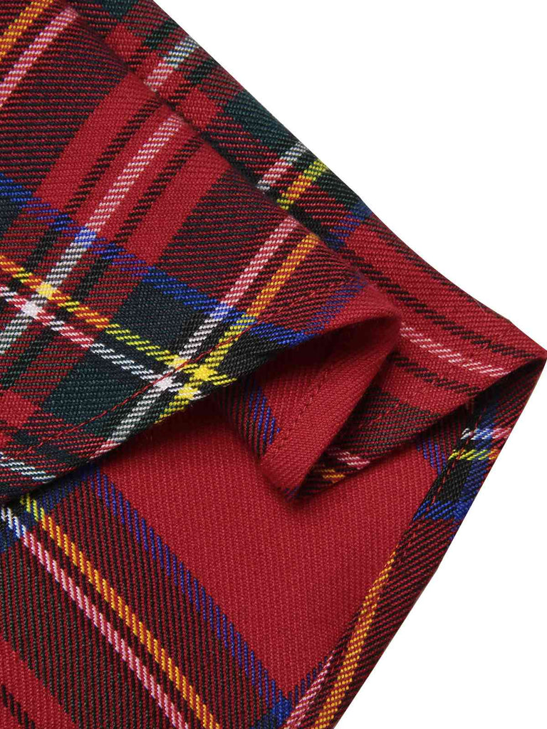 Abito a quadri con spalle scoperte stile natalizio rosso anni '50