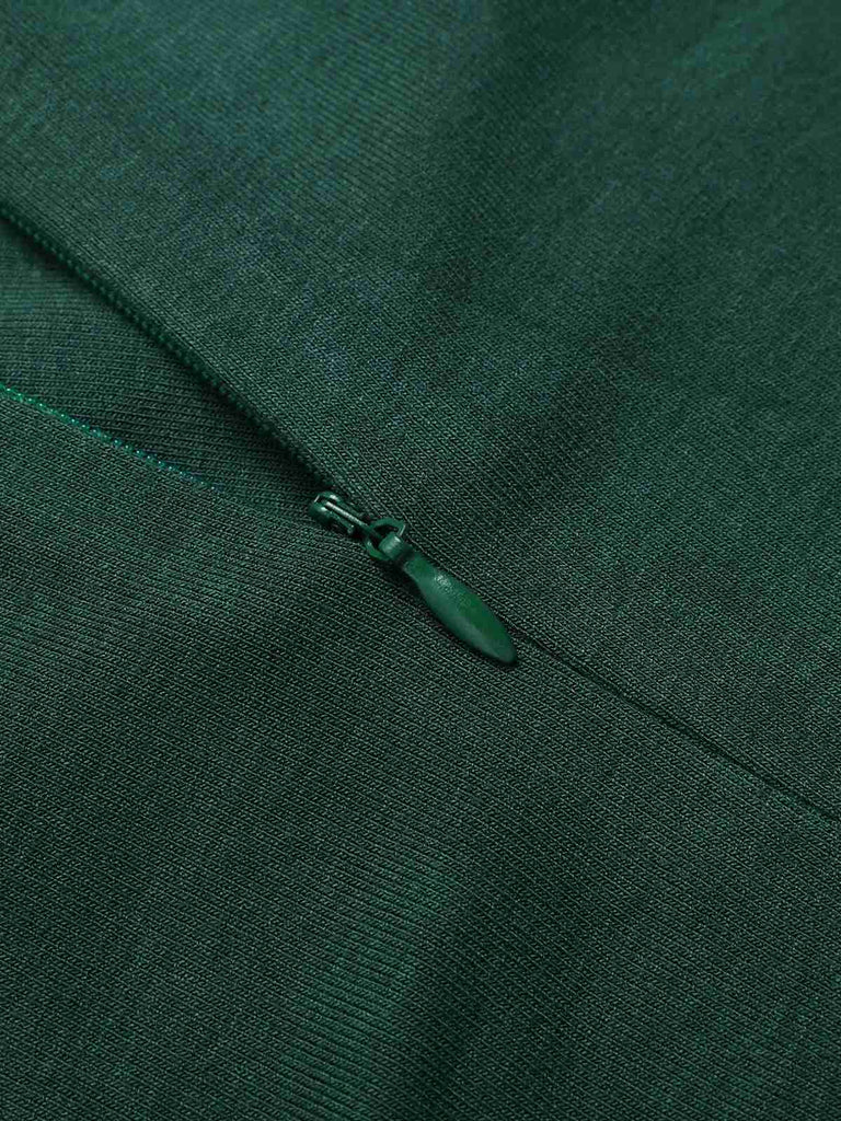 Tuta lunga plaid scollo a buco della serratura verde anni '30