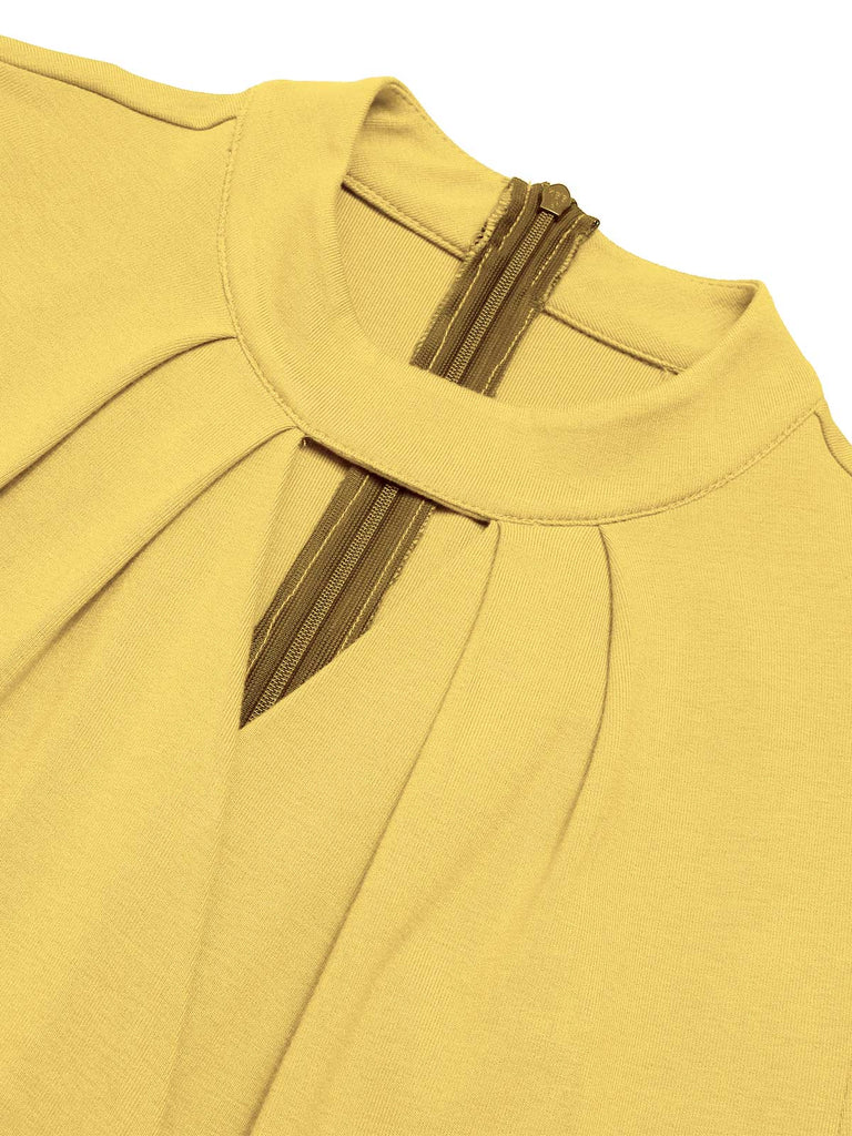 Tuta lunga plaid scollo a buco della serratura verde anni '30