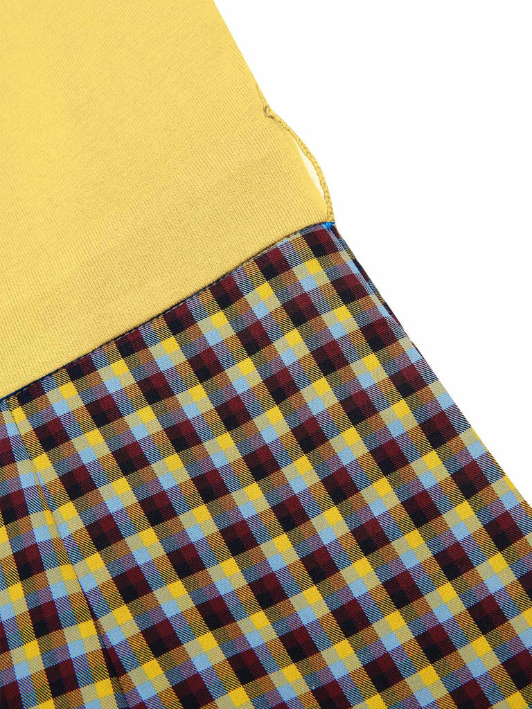 Tuta lunga plaid scollo a buco della serratura verde anni '30