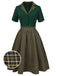 Abito patchwork plaid con revers verde anni '50