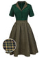 Abito patchwork plaid con revers verde anni '50